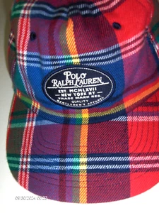 Neu Polo Ralph Lauren Baseballmütze kariert 100 % Baumwolle Twill Logoaufnäher Mütze - Bild 1 von 5