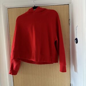 Zara women’s red cropped pullover hoodie long sleeve size XL fleece lined