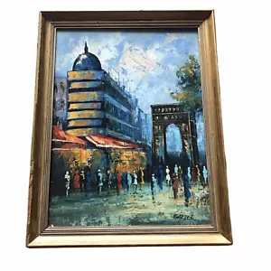 Vintage Framed Original Oil Painting Board Parisian Paris Scene Signed Garber - Picture 1 of 12