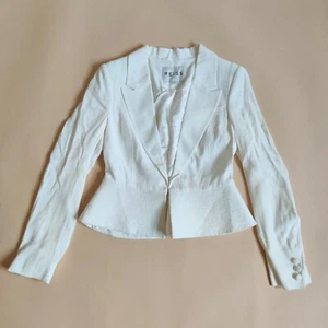 Reiss White Norma Long Sleeve Open Blazer Jacket Size S Buttoned Occasion Party - Picture 1 of 11