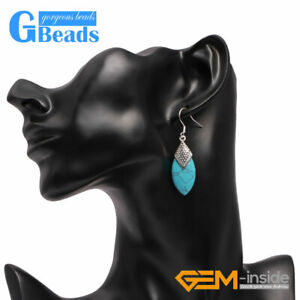 Fashion 14x28mm Oval Beads Tibetan Silver Dangle Earrings for Chritmas Gift