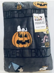 Peanuts Halloween Decke Überwurf Snoopy Woodstock Gang 50 x 70 Zoll grau Plüsch ⭐️ - Bild 1 von 8