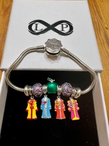 Beatles Charm Bracelet Sterling Silver by LukelooP. Brand New. Limited Edition. - Picture 1 of 7