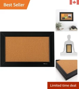 Versatile 11" x 17" Cork Board in Black Frame - Ideal for Memories and Reminders - Picture 1 of 8