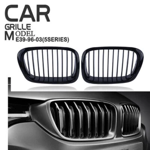 2x Gloss Black Double Line Grille Grill For BMW 5 Series E39 E39 M5 1997-2003 - Picture 1 of 7