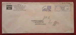 US 1936 Pitney Bowes GA2 JD JDC Meter Error No Date Burlington Route IL WIS 3700 - Picture 1 of 2
