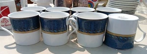 Set of 8 Mikasa Florentine Blue Bone China Tea /Coffee Cups DX 005 - Picture 1 of 3