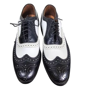 NEW Allen Edmonds BROADSTREET Spectator Oxfords 6.5B Black/White USA Brogue - Picture 1 of 9