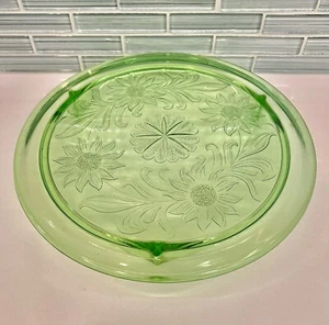 Jeannette Sonnenblume Vertiefung Glas Fuß Kuchenplatte 10" Tablett Vintage - Bild 1 von 6