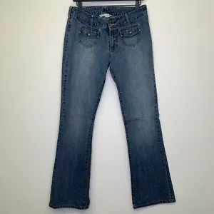 Pantalones de mezclilla para mujer Abercrombie & Fitch talla 5 azules acampanados lavado medio tiro medio acampanados - Imagen 1 de 4