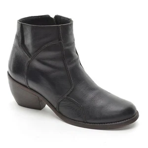 Womens LD Tuttle Patch Ankle Boots 37.5 / 7.5 Black Leather Heels Booties Shoes - Picture 1 of 6