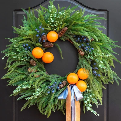 Norfolk Pine Wreath 24 Inch Real Touch Christmas Wreaths for Front Door with Fau - Image 1 of 4