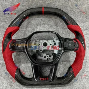 For 2021-2025 HONDA CIVIC 11th gen Carbon Fiber red leather Steering Wheel - Picture 1 of 2