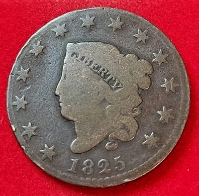 1825 Coronet Matron Head Large 1 One Cent Good - Image 1 of 2