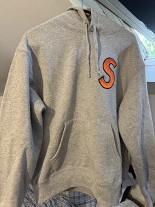 Supreme S Logo Hoodie. Grey/Orange. Small. NEW - Picture 1 of 4