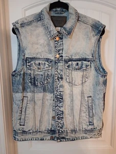 Guess Los Angeles Gilet Uomo Denim LG Button Up Med Wash Y2K Retro Streetwear - Foto 1 di 6