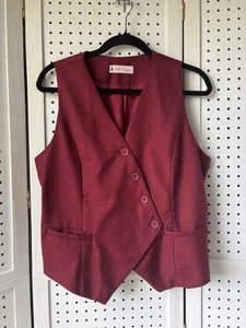 Belle Poque rot burgunderrot Damen Lg asymmetrisch 4 Knöpfe Weste - Bild 1 von 5