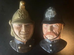 Vintage Bossons "Victorian Fireman" & "Victorian Bobby" ChalkWare Wandmaske Kopf - Bild 1 von 7
