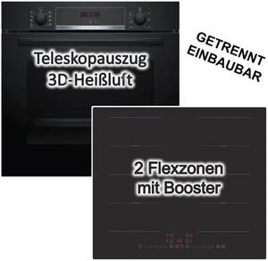 HERDSET autark schwarz Bosch Backofen + PKM Induktionskochfeld 60 cm - Bild 1 von 12