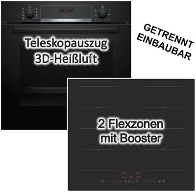 HERDSET autark schwarz Bosch Backofen + PKM Induktionskochfeld 60 cm - Bild 1 von 4