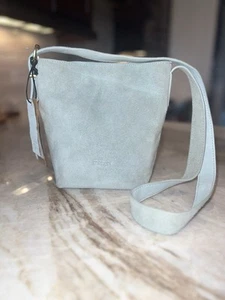 Margot New York Kaye Mini Bucket Leather Suede Blue Gray Aqua Crossbody - Picture 1 of 7