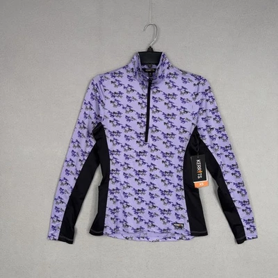 Camisa Kerrits Keystone Ice Fil para mujer XS púrpura estampado de caballo manga larga 1/4 cremallera Foto 1 de 4