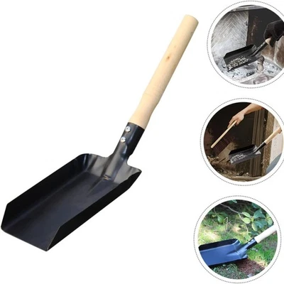 Strong Metal Coal Shovel Fireside Dust Ash Pan Spade with Wooden Handle Winter - Image 1 of 4