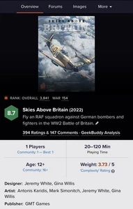 Skies Above Britain - NUOVO E SIGILLATO GMT Battle Of Britain gioco solo spedizione gratuita negli Stati Uniti - Foto 1 di 5