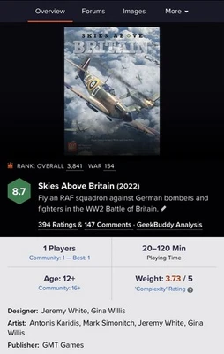 Skies Above Britain - NEW & SEALED GMT Battle Of Britain Solo Game FREE US Ship - Image 1 of 4