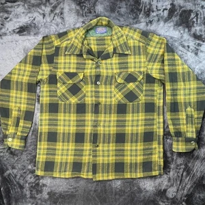 Vintage Pendleton Board Shirt Virgin Wool Shirt Size M Black Yellow Green - Picture 1 of 12