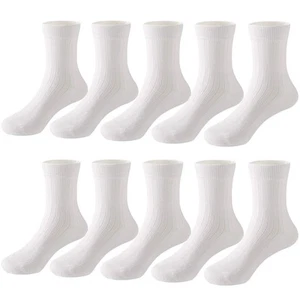 10 Pack Little Big Boys Girls White Fun Cotton Crew Socks - Picture 1 of 6
