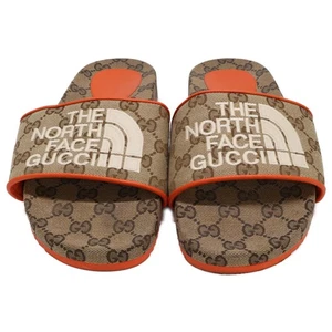 GUCCI x THE NORTH FACE 679947 GG Canvas Slide Sandals shoes 38 Beige / orange - Picture 1 of 8