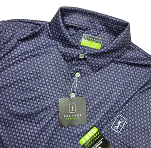 Polo uomo PGA Tour Athletic Fit blu medio all over performance elasticizzata nuova con etichette - Foto 1 di 6