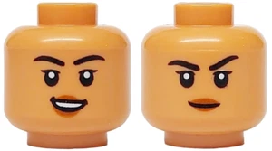 LEGO® Part 3626pb3736 - Minifigure, Head Dual Sided Female Black Eyebrows - Picture 1 of 1
