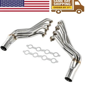 For 2007-2014 Chevy GMC 4.8L 5.3L 6.0L Long Tube Stainless Headers W/ Gaskets M - Foto 1 di 14