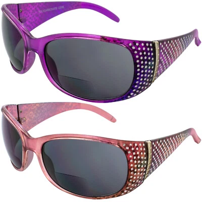2 óculos de sol bifocais Global Vision Galaxy 3.0 armação lavanda e rosa lente fumaça - Imagem 1 de 4