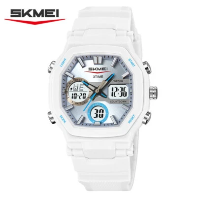 SKMEI Reloj Mujer Cuarzo Reloj Pulsera Estudiantes Niñas Electrónico Digital Blanco Reloj Foto 1 de 4