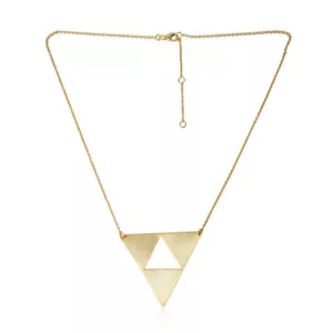 925 Silver Gold Plated Multi Triangle Designer Geomatrics Necklace Jewelry - Picture 1 of 4