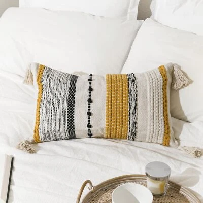 Decorative Lumbar Throw Pillow Cover 14x24 Boho Yellow Mustard Accent Cushion... - Image 1 of 4