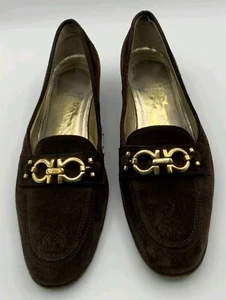Salvatore Ferragamo Women’s Brown Suede Loafers Shoes Size 7 AAA - Picture 1 of 12