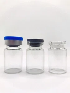 5mL Clear Glass Vial w/ Rubber Stopper& Flip Off Aluminum Cap,10pc Free Shipping - Picture 1 of 5