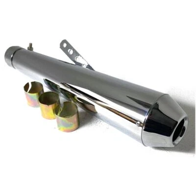 Universal Chrome Custom Megaphone Motorcycle Exhaust Silencer Cafe Racer - Image 1 of 3