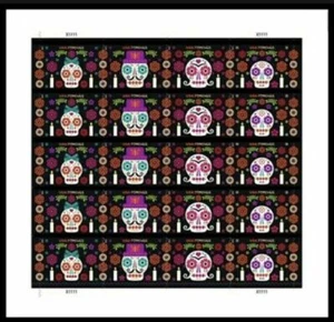 U.S. Day of the Dead Stamps - No Die Cut - Imperforate Sheet Of 20 - Picture 1 of 1