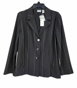 NWT CHICO'S Black pinstripe women's blazer jacket size 2 (12 Regular) - Picture 1 of 3