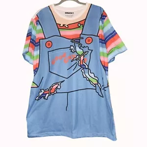 Chucky Good Guys Mens XL Costume T-Shirt With Striped Sleeves - Picture 1 of 6