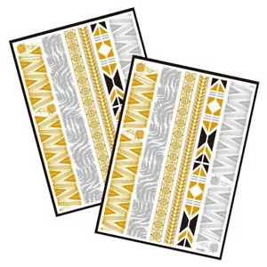 Metallic Temporary Tattoo Gold Silver Glitter Party Body Sticker Waterproof 2... - Picture 1 of 5