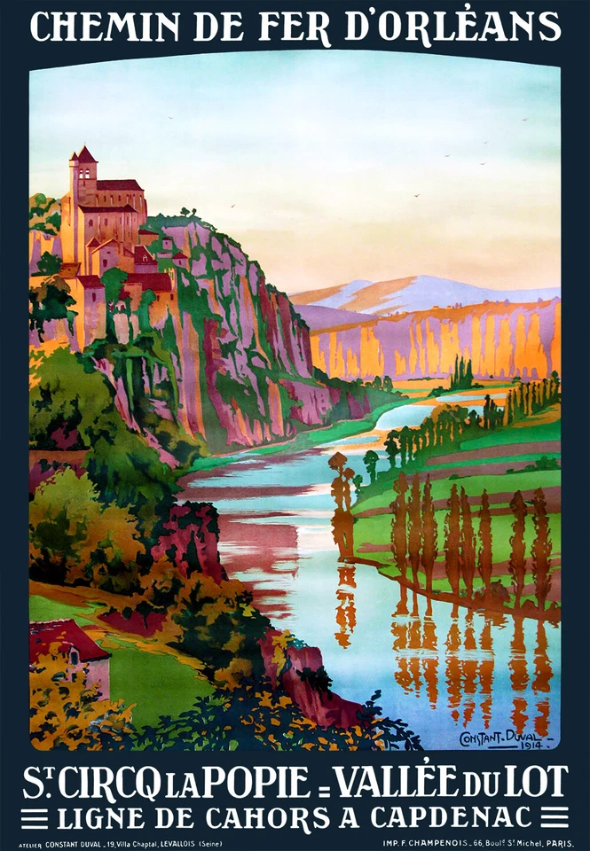 MESIDÉESDECADEAUX Affiche chemin de fer Orléans - St Circq la Popie - Vallée du Lot