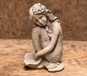 Sitting Mermaid Statue for Patio Cement Mermaid on Shell Figure Great Gift "13 - Picture 1 of 11