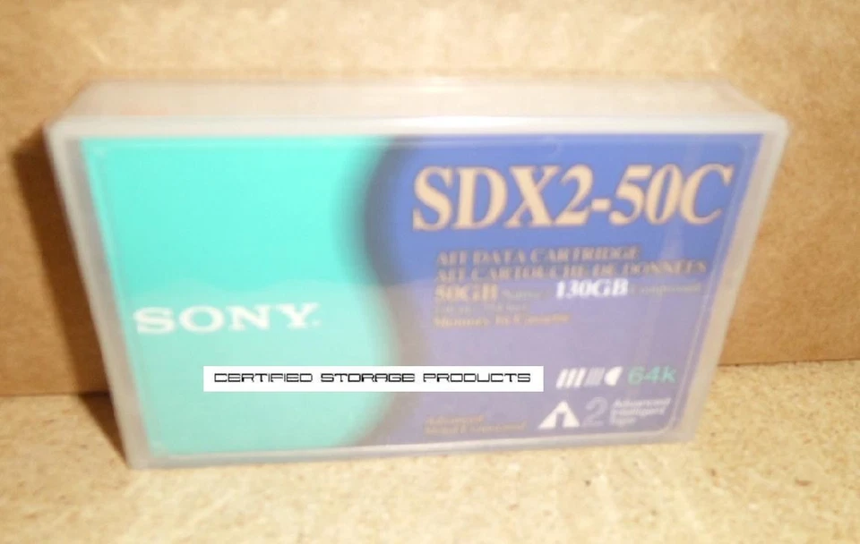 NUEVO SONY SDX2-50C 50/130GB AIT-2 Cartucho de Cinta de Datos AIT2 Sellado de Fábrica Foto 1 de 1