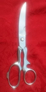 Sharp Chrome 8” Scissors Disassemble Serrated Shears Italian Hot Forged Steel - Picture 1 of 10